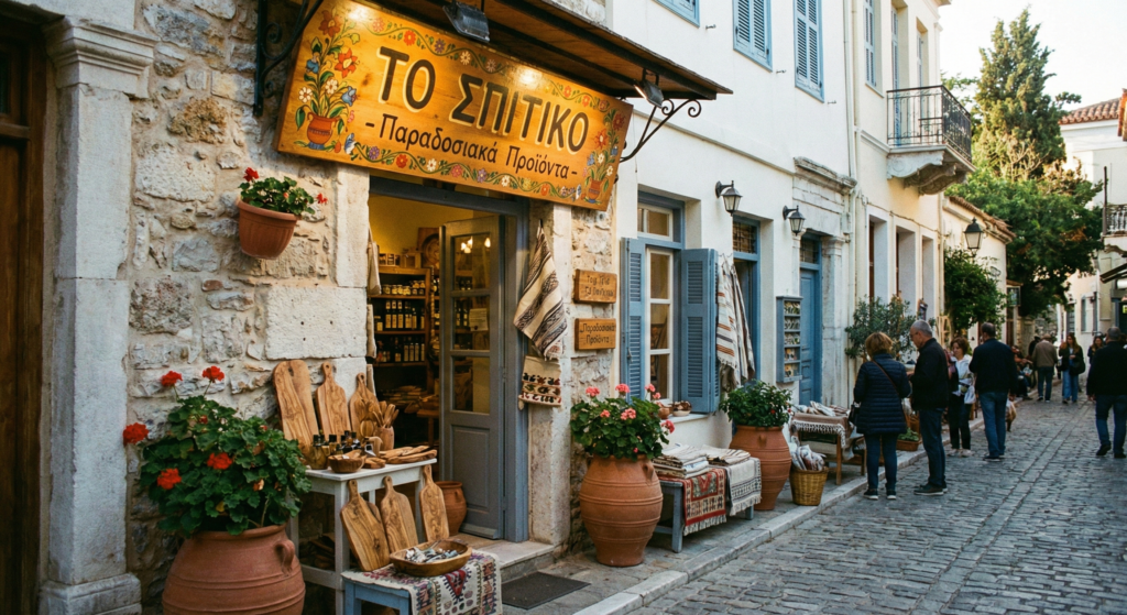 Μια τοπική επιχείρηση που ξεχωρίζει με τη φωτεινή ταμπέλα της ανάμεσα σε άλλες στον ίδιο δρόμο.